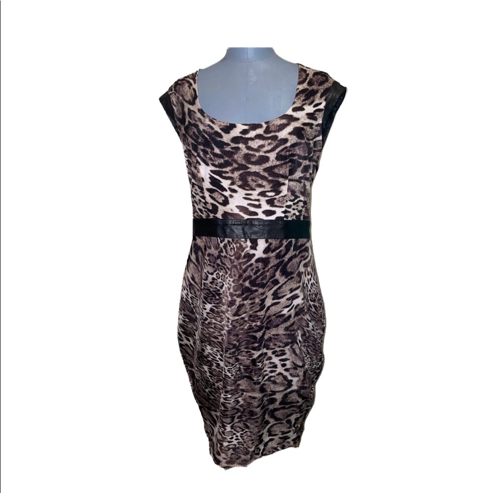 Leopard & Leather Mini Dress Size Medium